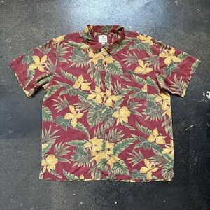 Solitude Floral Print Washable Silk Men’s Button Up Shirt Size 2XL Beach Theme